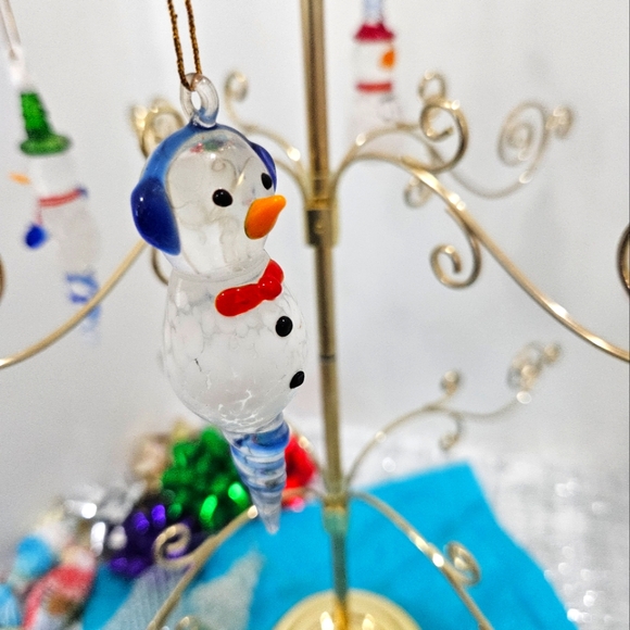 4 Handmade, Handpainted Glass Icicle Ornaments-Santa & Snowmen - Picture 1 of 4